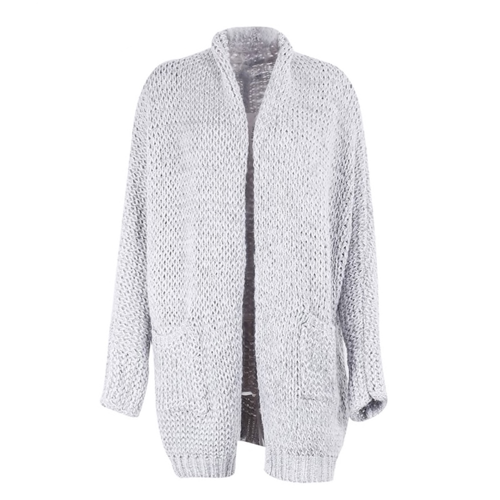Grey Oversized Open Cardigan With Pockets - Picture 5 of 7